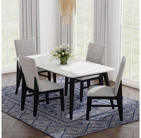 Megan White and Black 78" Rectangular Dining Table