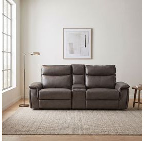 Maroni Dark Brown Power Double 94" Reclining Console Loveseat with Power Headrests