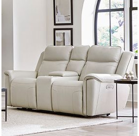 Atlantis Whisper Ivory Zero Gravity Power Reclining Console Loveseat With Power Headrest
