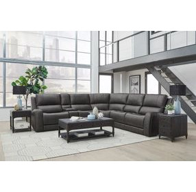 Alpine Autumn Fog Leather 6 Piece Zero Gravity Modular Power Reclining Sectional with USB Charging