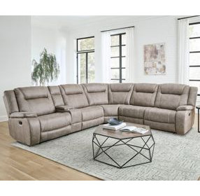 Blake Desert Taupe 6 Piece Performance Fabric Modular Reclining Sectional
