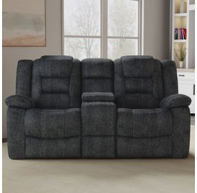 Bolton Misty Storm Performance Fabric Reclining Console Loveseat