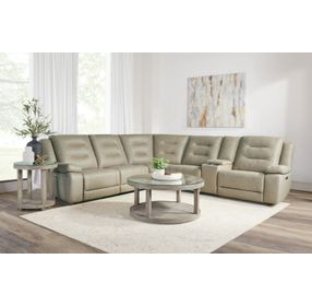 Caldwell Tahoe Fog 6 Piece Performance Fabric Modular Power Reclining Sectional With Power Headrests