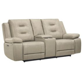 Caldwell Tahoe Fog Performance Fabric Power Reclining Console Loveseat
