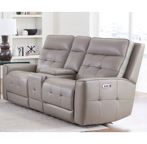 Canterbury Pewter Zero Gravity Power Reclining Console Loveseat With Power Headrest