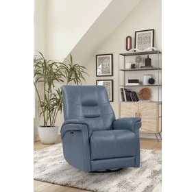 Carnegie Verona Azure Power Cordless Swivel Glider Recliner with Power Headrest