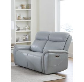 Cascade Seamist Grey Power Reclining Loveseat With Power Headrest