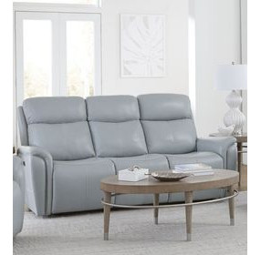 Cascade Seamist Grey Power Reclining Sofa With Power Headrest