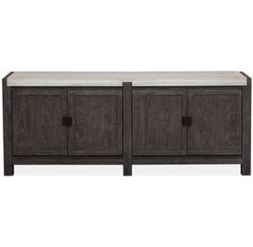 Plum Creek Ravenwood Black and White 70" Marble Top TV Stand