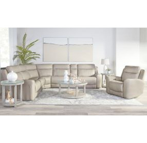 Calgary Stone Leather 6 Piece Modular Power Reclining Sectional