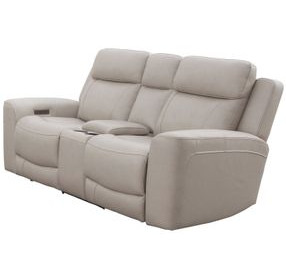Calgary Stone Leather Power Reclining Console Loveseat