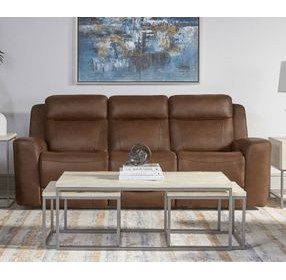 Calgary Autumn Umber Leather Power Reclining Sofa