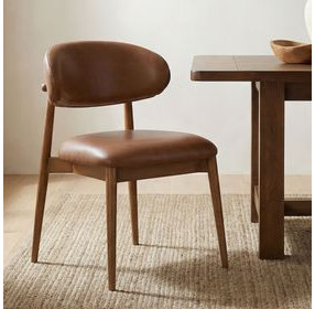Ellie Brown Leather Upholstered Dining Chair