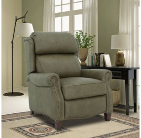 Meade Oasis Olive Leather Push Thru The Arms Lounge Recliner