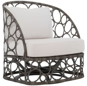 Bali White Performance Fabric Outdoor Swivel Chair