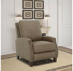Melrose Cashmere Taupe Leather Push Thru The Arms Recliner