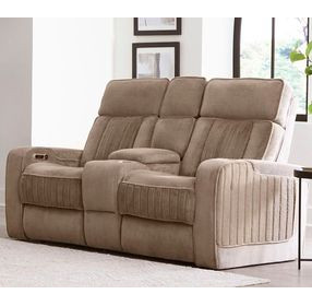 Equinox Mushroom Power Reclining Console Loveseat With Power Headrest