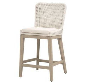 Woven Outdoor Shell Performance Fabric Upholstered Mesh Counter Height Stool