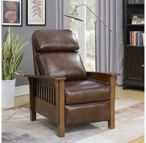 Mission Wenlock Fudge Leather Push Thru The Arms Recliner