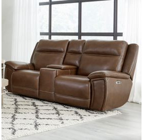 Jameson Hickory Zero Gravity Power Reclining Console Loveseat With Power Headrest