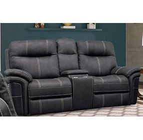 Mason Charcoal Performance Fabric Power Reclining Console Loveseat with Power Headrest