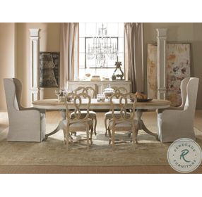 Madeline Washed Oak And Worn Light Grey 84" Extendable Double Pedestal Dining Table