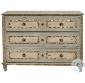 Corbett Aged Sage Green And Antique Cream 3 Drawer Chest