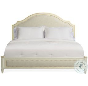 Madeline Worn Light Grey And Textured Linen Upholstered King Platform Bed