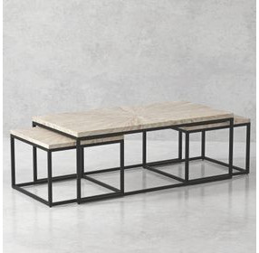 Crossings Monaco Weathered Blanc Rectangular Nesting Cocktail Table