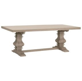 Bella Antique Smoke Gray 120" Extendable Rectangular Monastery Dining Table