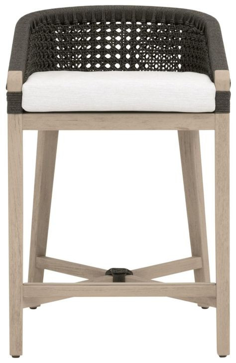 Montecito Anthracite And White Performance Fabric Outdoor Counter Height Stool