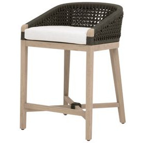 Montecito Anthracite And White Performance Fabric Outdoor Counter Height Stool