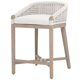 Montecito White Performance Fabric Outdoor Counter Height Stool