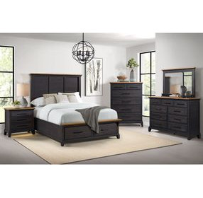 Johnshaven Espresso and Brown Queen Storage Panel Bed