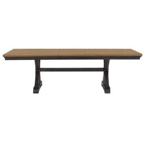 Johnshaven Espresso and Brown 100" Extendable Rectangular Dining Table