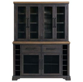 Johnshaven Espresso 6 Glass Door Server and Hutch with LED