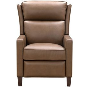 Moore Cashmere Taupe Leather Push Thru The Arms Recliner