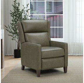 Moore Oasis Olive Leather Power Recliner with Power Headrest and USB Charging