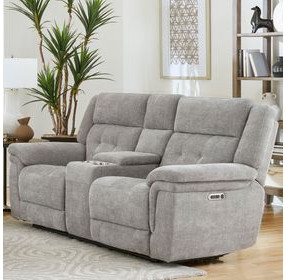 Richland Bristol Grey Power Reclining Console Loveseat With Power Headrest