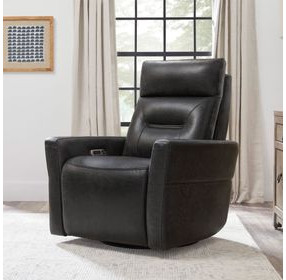 Remmington Vintage Slate Leather Swivel Glider Power Recliner