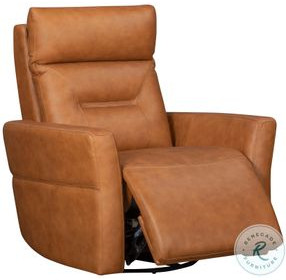 Rhettmere Vintage Caramel Leather Swivel Glider Power Recliner