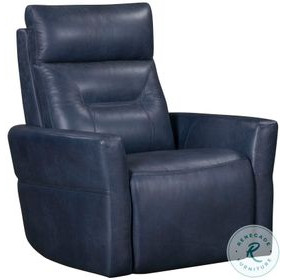 Rhettmere Vintage Navy Leather Swivel Glider Power Recliner