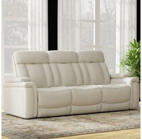 Royce Fantom Ivory Power Reclining Sofa with Drop Down Console and Power Headrest