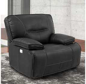 Spartacus Black Dual Performance Fabric Power Recliner with Power Headrest