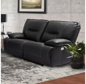 Spartacus Black Dual Performance Fabric Power Reclining Loveseat with Power Headrest