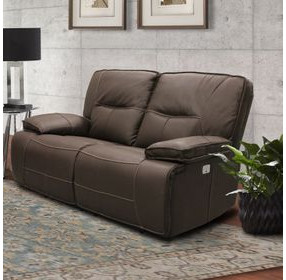 Spartacus Chocolate Dual Performance Fabric Power Reclining Loveseat with Power Headrest