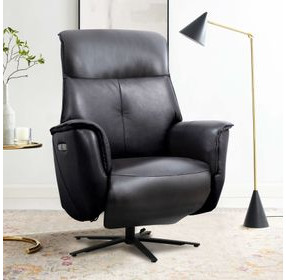 Tripp Cortana Blackberry Leather Swivel Power Recliner