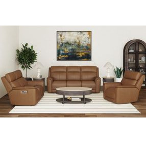Walker Brown Leather Power Motion Recliner with USB Charging