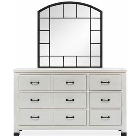 Harper Springs Silo White and Black 6 Drawer Dresser with Arched Mirror