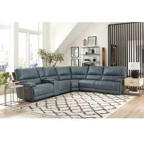 Whitman Verona Azure Cordless Leather Power Reclining Sectional
